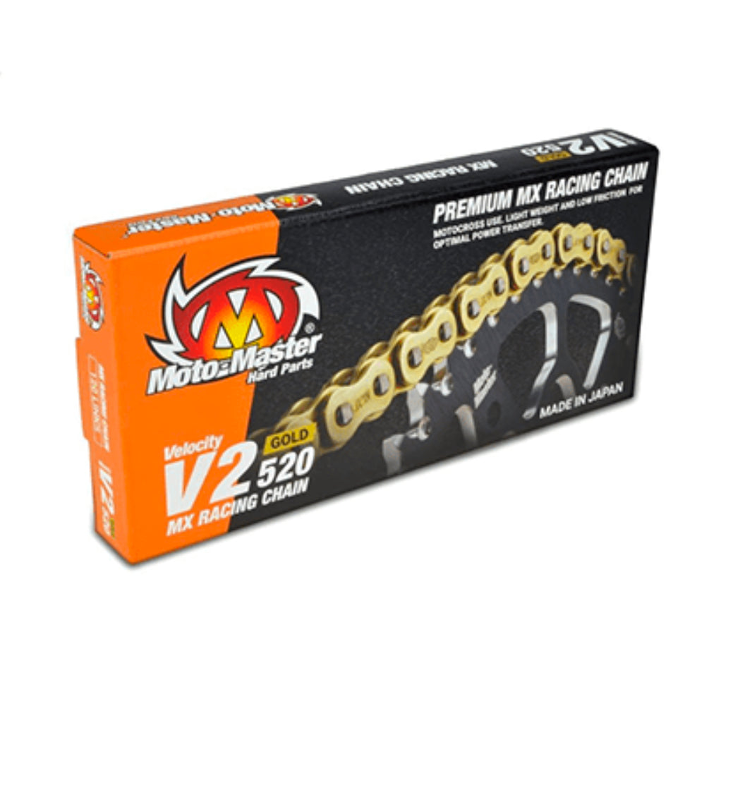 Motomaster V2 520 chain gold MX clip lock 120 links